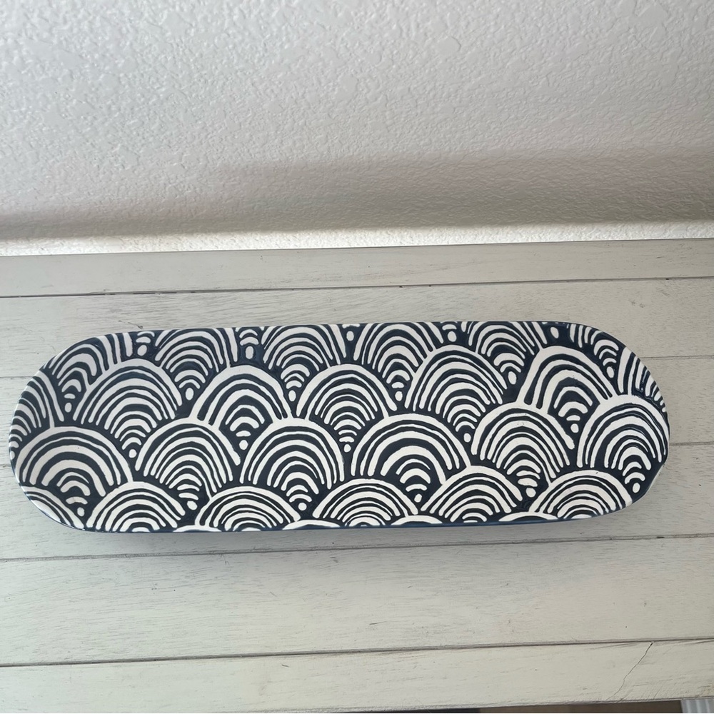 Short Stories Ceramic Decorative Tray Accent Rainbows Candles